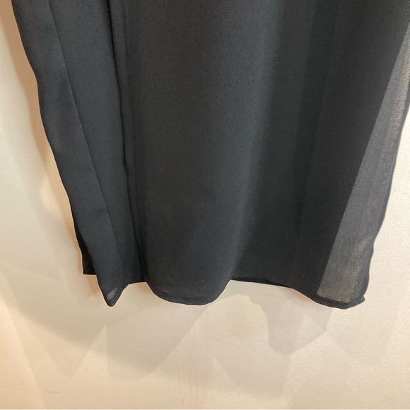 JOSEPH RIBKOFF Sz L Sheer Panels Wide Leg Zipper Closure Gaucho Pants Culottes - Picture 4 of 9